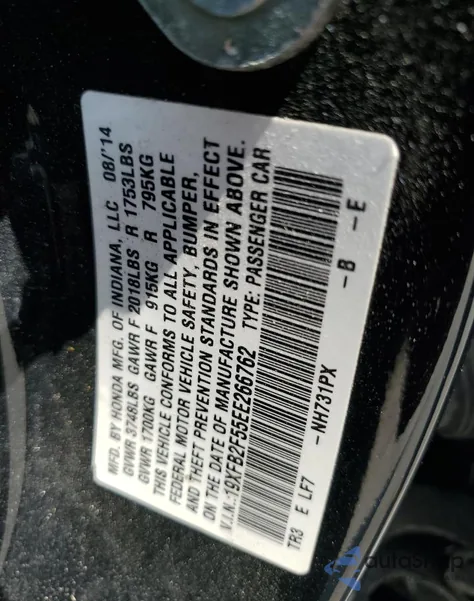 2014 Honda Civic Lx from USA, damaged, VIN 19XFB2F55EE266762